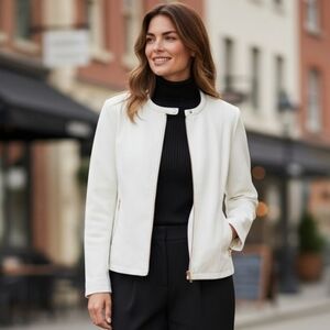 NEW, CALVIN KLEIN IVORY VEGAN LEATHER  ZIP UP JACKET  PXL, NWT